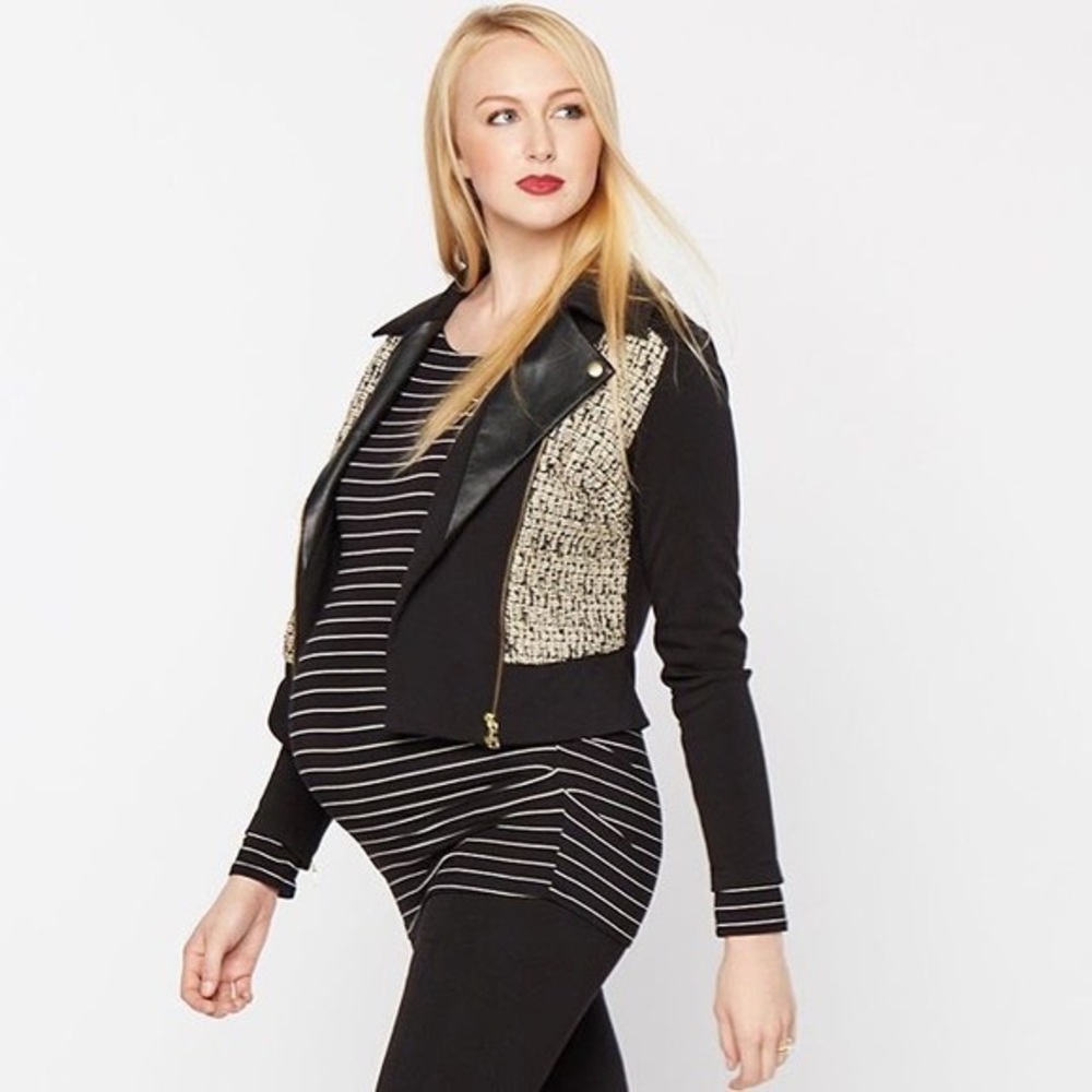 Rachel Zoe Maternity Tweed Moto Jacket
